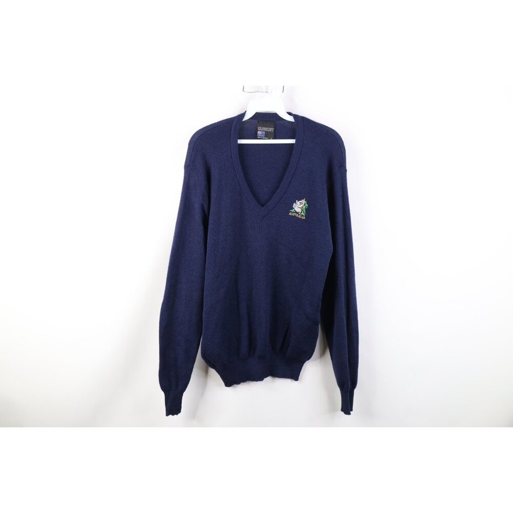 Vintage 90s Streetwear Womens Large Wool Knit Australia Koala Bear Sweater Blue